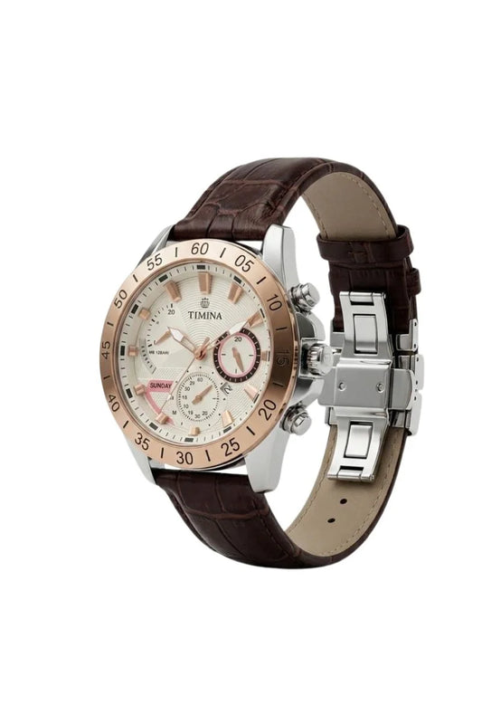 Classic Brown Leather Chronograph Watch