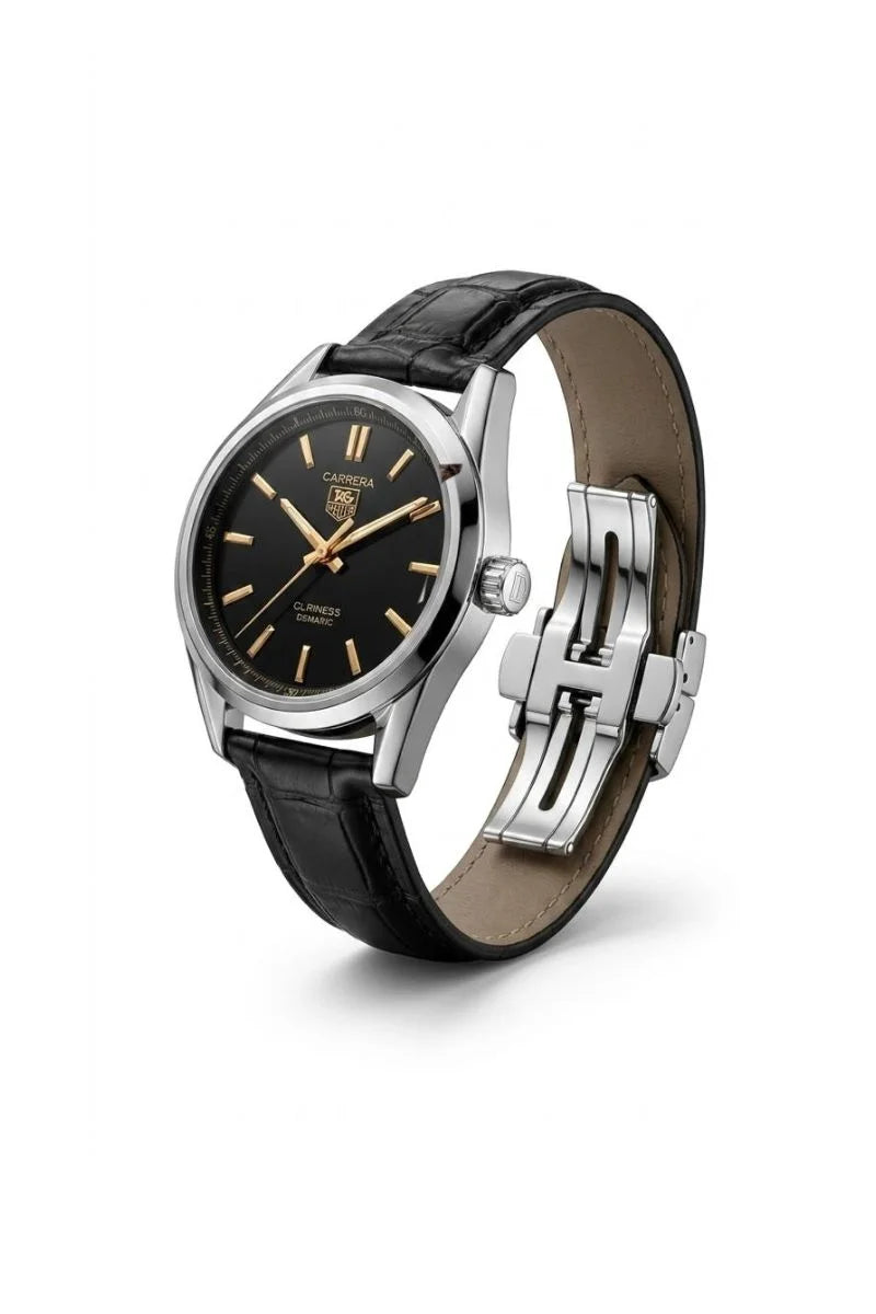 Elegant Black Leather Classic Watch