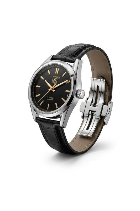 Elegant Black Leather Classic Watch